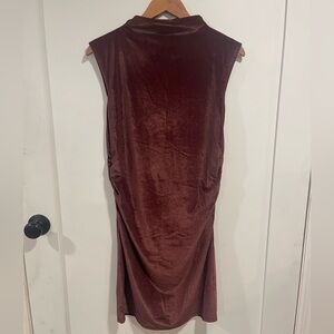Women’s Mini Velvet Ruched dress Burgundy
